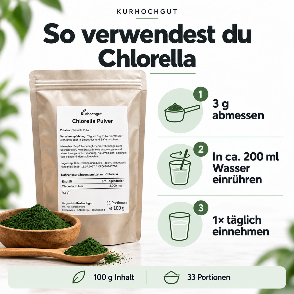 Chlorella Pulver 100g
