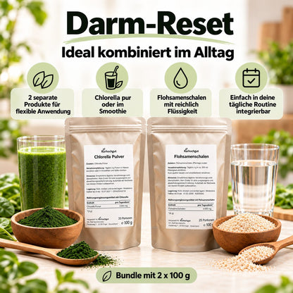 Darm-Reset mit Chlorella Pulver und Flohsamenschalen