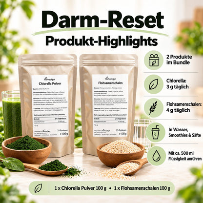 Darm-Reset mit Chlorella Pulver und Flohsamenschalen