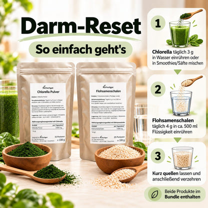 Darm-Reset mit Chlorella Pulver und Flohsamenschalen