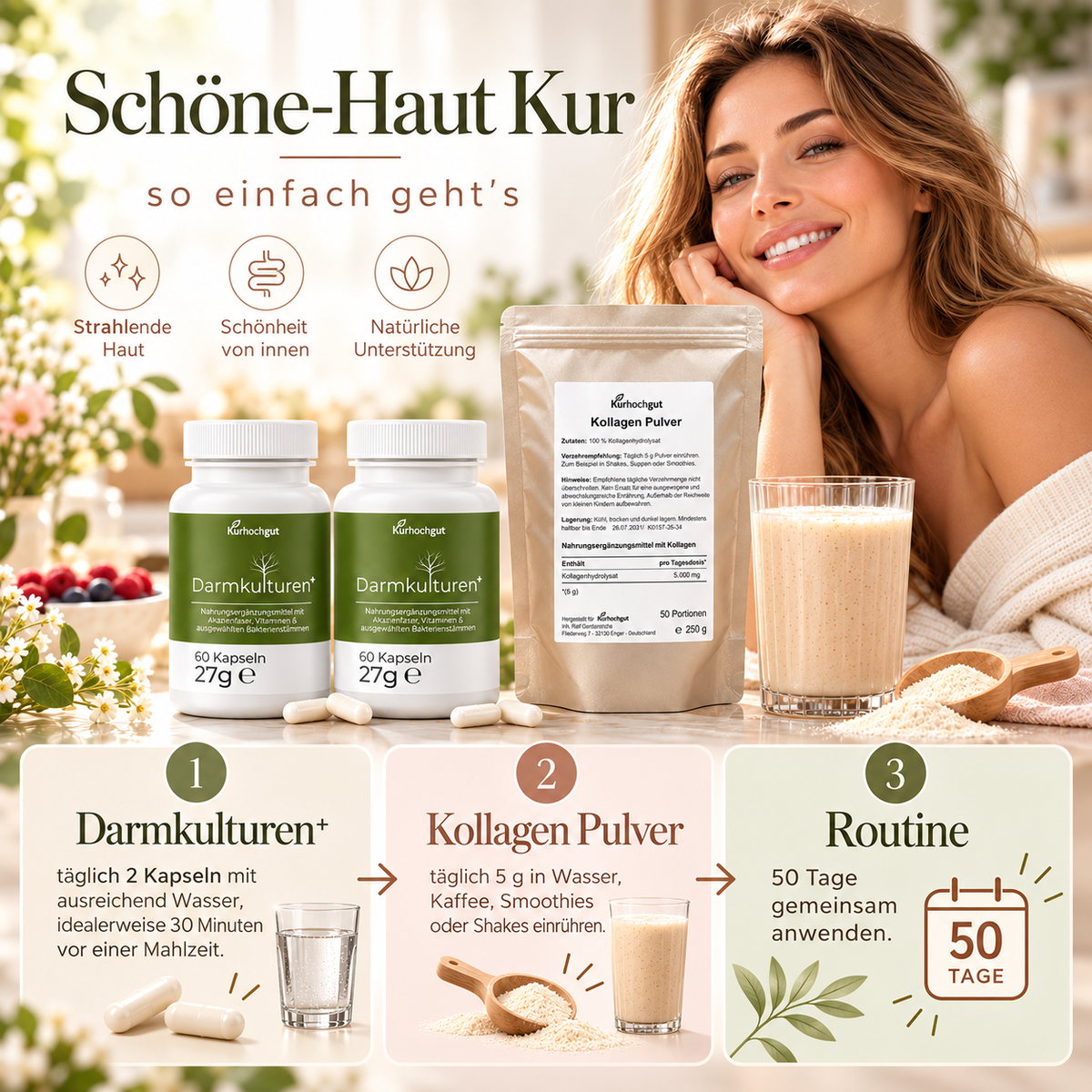 Schöne-Haut mit Darmkulturen+ & Kollagen Pulver