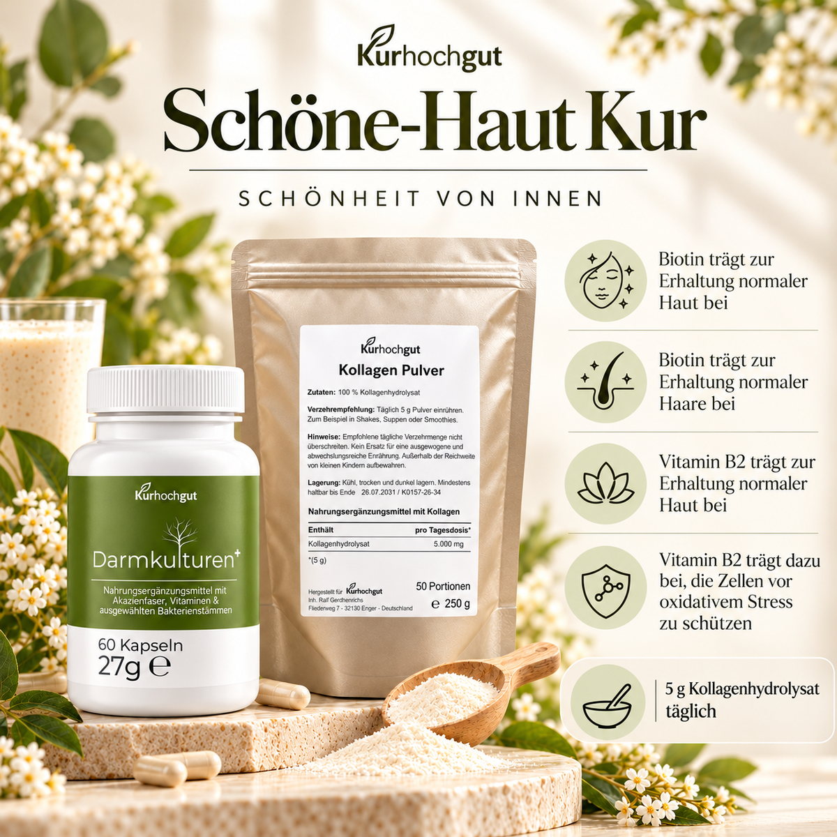 Schöne-Haut mit Darmkulturen+ & Kollagen Pulver