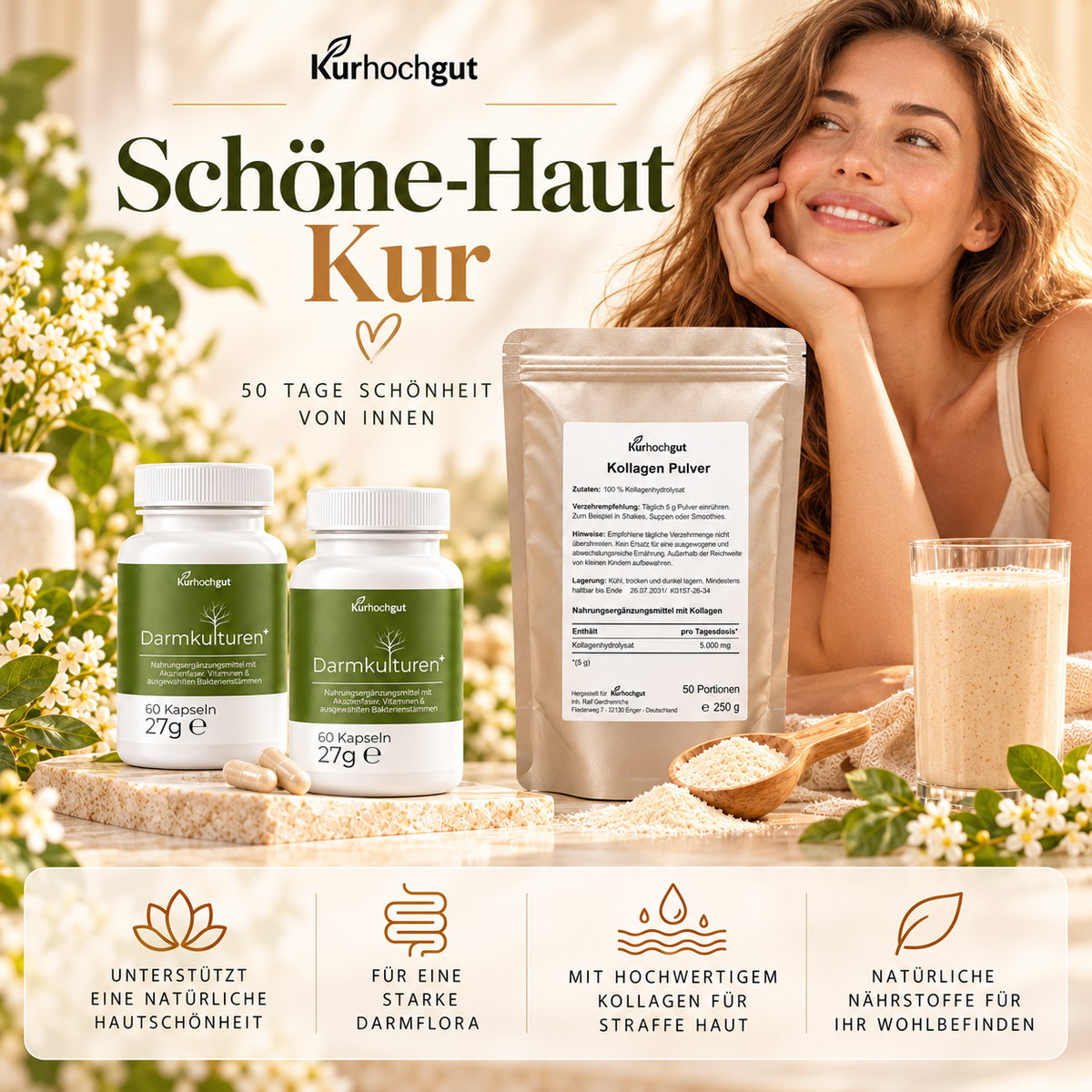 Schöne-Haut mit Darmkulturen+ & Kollagen Pulver