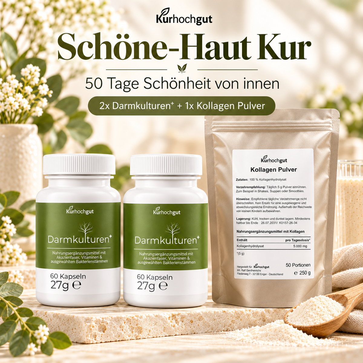 Schöne-Haut mit Darmkulturen+ & Kollagen Pulver